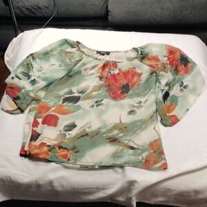 Status By Chenault Floral Chiffon Blouse Size Medium